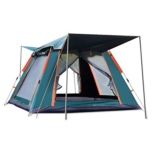 Ergocar Tenda Campeggio 3-4 Persone Ultra-Leggero Tenda Impermeabile Antivento a Cupola Leggera con Veranda per Campeggio Escursioni Arrampicata (Verde, Vinile)