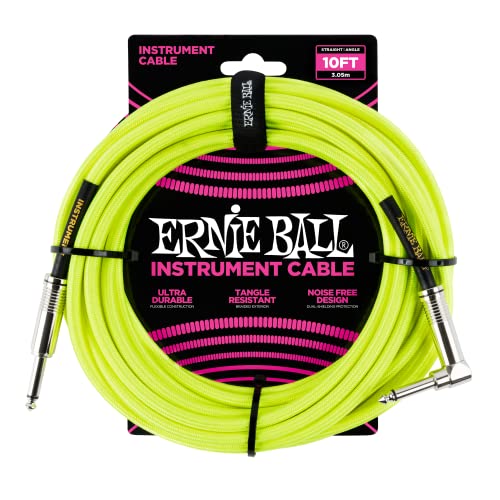 Ernie Ball, Cavo per strumenti, 3,05 m, giallo neon