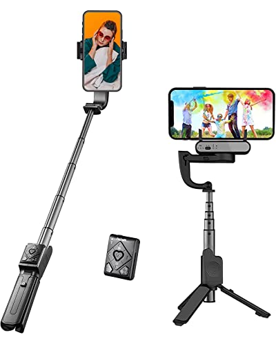 Estensibile Smartphone Gimbal, Hohem 4-in-1 Bastone Selfie Treppiede con Stabilizzatore iSteady Q, Telecomando Bluetooth Staccabile, 360° Face Tracking, Zoomabile, Compatibile con iOS Android