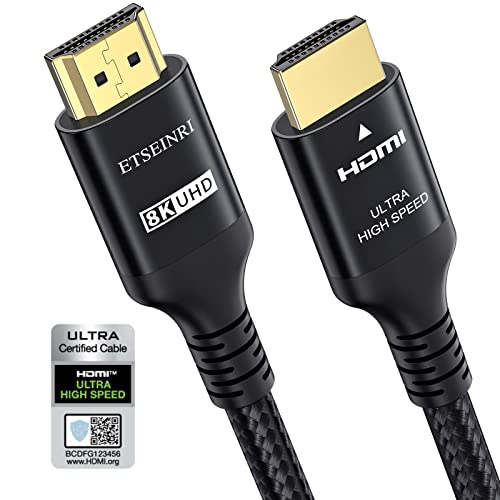 Etseinri 8K 4K Cavo HDMI 2.1 3M, Certificato 48Gbps Velocità Ultra Elevata Cavo HDMI 4K 120Hz 8K 60Hz 10K eARC HDCP 2.2&2.3 Dynamic HDR D.olby Atmos Compatibile con PS5 Xbox HDTV Monitor