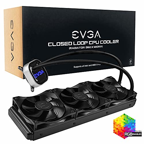 EVGA CLC 360mm All-In-One RGB LED CPU Liquid Cooler, 3x Ventole FX12 120mm PWM, Intel, AMD, 400-HY-CL36-V1