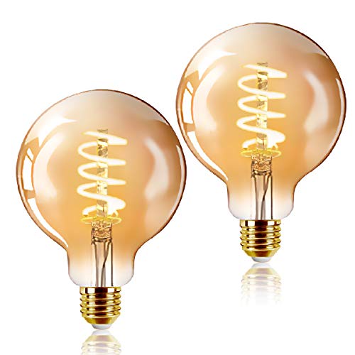 EXTRASTAR LED Lampadina Vintage Edison, G125SP 6W E27 bianco caldo 2200K Edison lampadina Vintage Retro Stile Lampadine Decorativo luce filamento della lampadina (2pezzi)