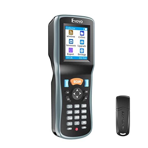 Eyoyo 2D Inventory Scanner Data Collector, Portable QR 1D Wireless Barcode Scanner, Handheld Data Terminal Inventory Device with 2.2inch TFT Color LCD Screen Work with Warehouse Express