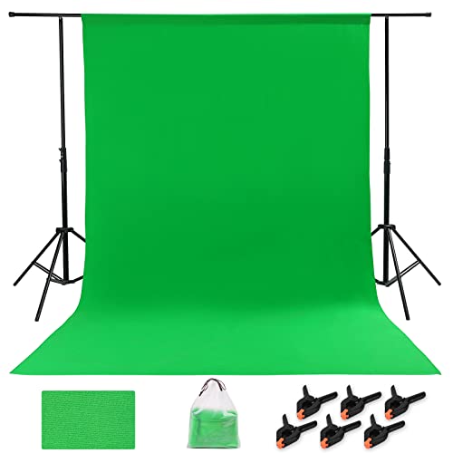 FDGAUCA Green Screen Sfondo Fotografico 1,8 × 2,8 m Verde,Telo Sfondi Fotografici con 6 Clip+una Borsa,100% Poliestere Addensare Tessuto Pieghevole Resistente Lavabile,Staffa non Inclusa