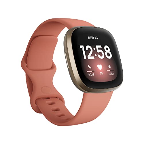 Fitbit Versa 3 Smartwatch Per Benessere E Forma Fisica Con Sei Mesi Di Abbonamento Inclusi, Rosa, 4.05 x 4.05 x 1.24 Cm