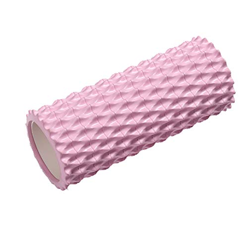 Foam Roller-Rullo in schiuma per massaggio muscolare, design a griglia per azionare la terapia dei punti per il mal di schiena e i muscoli delle gambe, 33 x 14 cm (rosa)