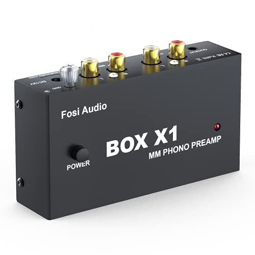 Fosi Audio Box X1 Preamplificatore Phono per Giradischi MM, Mini Preamp Audio Stereo Hi-Fi per Fonografi Lettori di Dischi, con Cuffia 3.5MM e Uscita RCA, con Alimentazione DC 12V