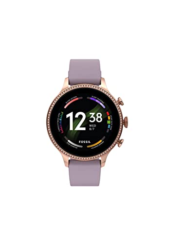 Fossil Smartwatch GEN 6 da Donna in Acciaio con Alexa Integrata, Color Oro Rosa con Cinturino in Silicone Viola, FTW6080