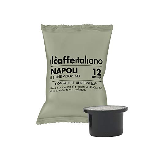 FRHOME Il Caffè Italiano Capsule compatibili con UNO System, Miscela Napoli Intensità 12, Confezione da 100 Capsule