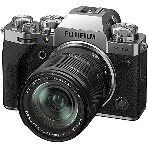 Fujifilm X-T4 Fotocamera Digitale Mirrorless 26 MP con Obbiettivo XF18-55mmF2.8-4 R LM OIS, Sensore X-Trans CMOS 4, IBIS, Filmati 4K 60p, Mirino EVF, Schermo LCD 3  Touch Vari-Angle, Argento