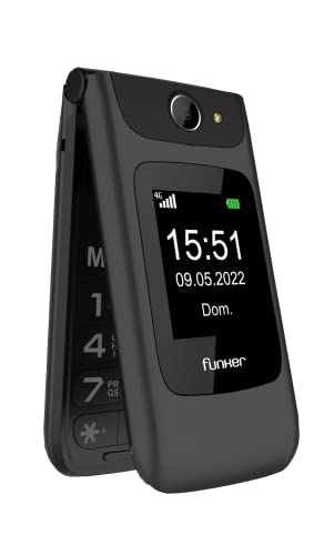 Funker C200 Comfort 4G - Telefono cellulare Volte 4G con cover per anziani, pulsanti e tasti grandi, facile da usare, pulsante SOS, USB-C, 3 memorie dirette, 2000 contatti, batteria da 1000 mAh