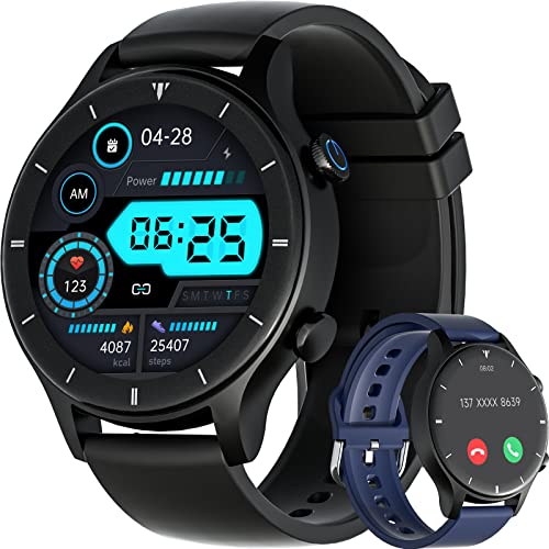 G-TiDE R1 Smartwatch Uomo, Chiamata Bluetooth,VC52 Cardifrequenzimetro, IP68 Impermeabile Contapassi Smartwatch, 300mAh Batteria a Lunga Durata, Controllo Musica per Android iOS,Nero