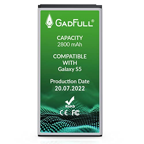 GadFull Batteria compatibile con Samsung Galaxy S5 | 2022 Data di produzione | Corrisponde al EB-BG900BBE EB-BG900 originale | Compatibile con Galaxy S5 SM-G900F