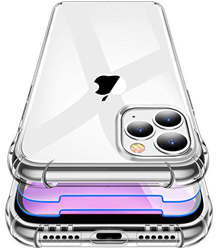 Garegce Cover Compatibile con iPhone 11 Pro con 2 Pezzi Vetro Temperato, Silicone Sottile Antiurto AntiGraffio Protettiva Custodia Compatibile con iPhone 11 Pro - 5.8 Pollici - Trasparente