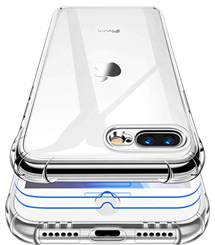 Garegce Cover Compatibile con iPhone 8 Plus iPhone 7 Plus, 2 Pezzi Vetro Temperato, Silicone Antiurto Protettiva Case Custodia Compatibile con iPhone 8 Plus 7 Plus - 5.5 Pollici - Trasparente