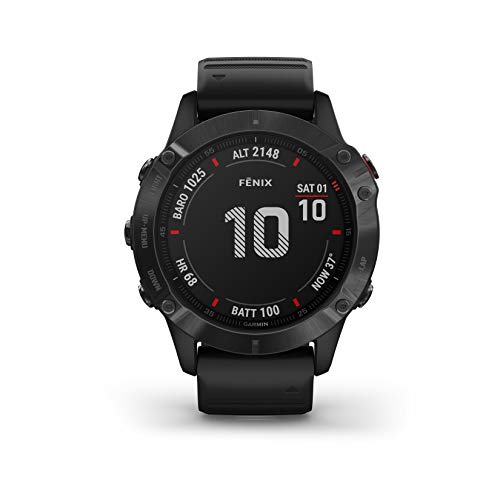Garmin Fenix 6 PRO Smartwatch Multisport GPS 47 Millimetri con misurazione della frequenza cardiaca da polso, display da 1,3  , WiFi, Impermeabile, Nero (Ricondizionato)