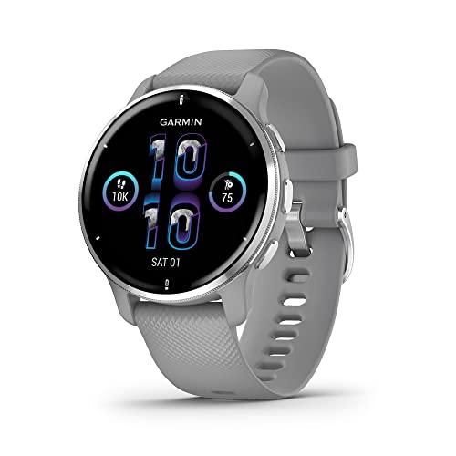 Garmin Venu 2 Plus, Smartwatch AMOLED 1,3 , Microfono e cassa, Musica, Garmin Pay, +25 App sport, GPS, Cardio, SpO2 (Silver & Powder Gray)