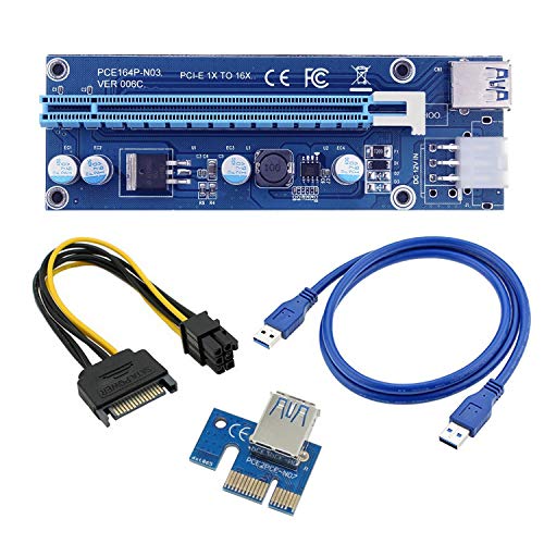 Generico Riser USB V007 6 Pin e SATA -PCI-E 1 X a 16 Cavo USB 3.0 M...