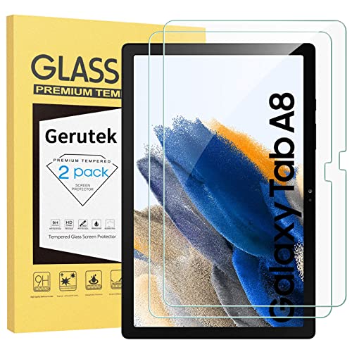 Gerutek[2 Pezzi] Pellicola protettiva per Galaxy Tab A8 2021 (SM-X200 X205) Pellicola in Vetro Temperato , [Ultra Trasparente] [Antigraffio] [Installazione Facile] [9H] per Samsung Tab A8 10.5 pollici