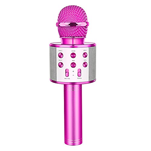 GeschenPark Bluetooth Microfono Karaoke per Bambini, Giocattolo Regalo Bambina 4-10 Anni Giocattoli Bambina 5-12 Anni Microfono Wireless Regali Natale Bambini 4-12 Anni