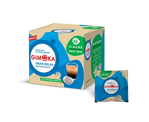 Gimoka - Cialde Ese 44, Compatibili con Sistema Easy Serving Espresso, in Carta Compostabile, Gusto Gran Relax Decaffeinato, 50 Cialde Caffè Decaffeinato