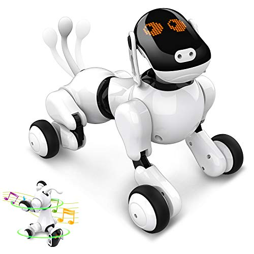 Giocattolo Cane Robot Intelligente, Robot Ricaricabile Programmabile Intelligente Interattivo Giocattoli Cuccioli Voce App Toccare Controlled con Altoparlante Bluetooth per Ragazzi Ragazze Bambini