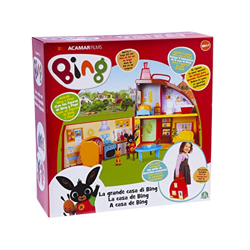Giochi Preziosi Bing - Playset La Grande Casa di Bing con 2 Personaggi, con 3 stanze e tanti accessori per arredarle, per bambini a partire dai 18 mesi, BNG36100, Multicolore