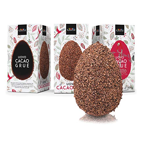 Giraudi Uovo di Pasqua   Maya  , Cioccolato Fondente 70% Cumarebo Ricoperto di Gruè di Cacao, Senza Glutine, 300g