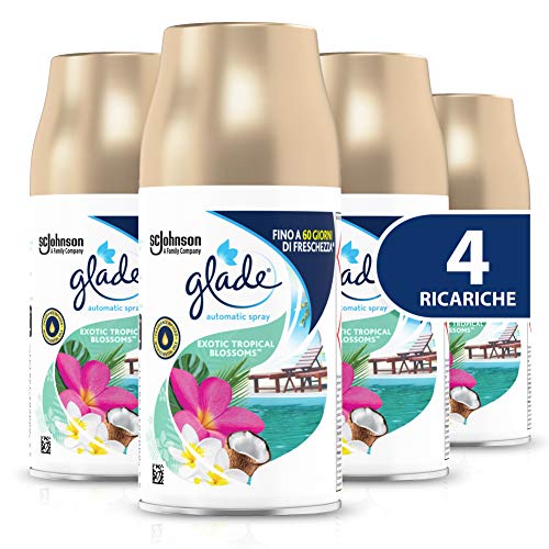 Glade Automatic Spray Ricarica, Profumatore per Ambienti, Fragranza Exotic Tropical Blossom, Formato Scorta da 4 Ricariche da 269 ml