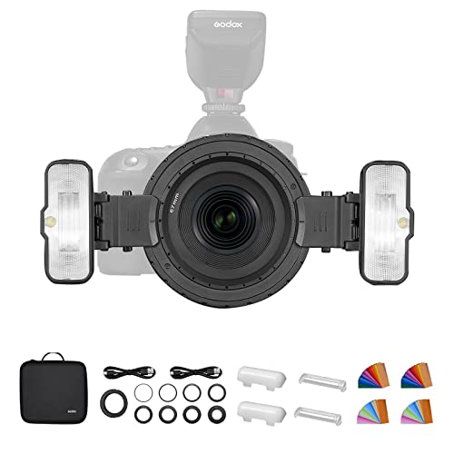 Godox MF12 MF12-K2 Flash macro da 12 W, kit flash a due luci per fotocamera, controllo wireless 2,4 G, modalità TTL M, compatibile con Nikon Sony Canon Fuji