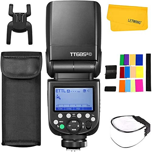 Godox TT685II-C TTL Flash Speedlite, HSS 1 8000s GN60 2.4G Wireless X System Transmisson Compatibile per Fotocamere Canon EOS