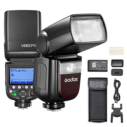 Godox V860III-C - Flash Speedlite per fotocamera Canon, TTL Flash Speedlight con batteria agli ioni di litio da 7,2 V 2600 mAh, sincronizzazione ad alta velocità 2,4 G