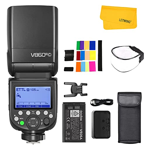 Godox Ving V860III-C TTL Flash per Fotocamera, 76Ws 2.4G Wireless HSS 1 8000, Batteria agli Ioni di Litio ad alte Prestazioni da 7.2V 2600mAh, Compatibile per Canon 6D 7D 50D 60D 500D 600D 650D ecc