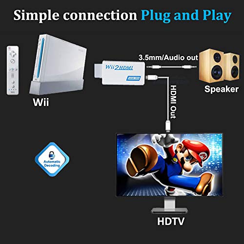 Goldoars Convertitore da Wii a HDMI Adattatore Wii a HDMI 720P 1080...