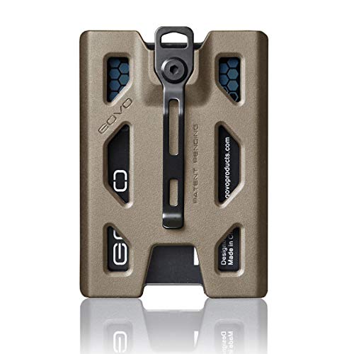 GOVO Porta badge portafoglio - Porta carte d identità resistente con clip in metallo e 4 slot per carte (contiene 1-4 carte) (marrone chiaro)