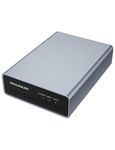 GRAUGEAR | Alloggiamento RAID per 2 x 2,5  SATA SSD HDD | USB 3.2 Gen2 (10 Gbps) | USB-C | USB-A | alluminio | RAID 0, RAID1, Single, Large | G-25RD2-AC-10G | Con alimentatore