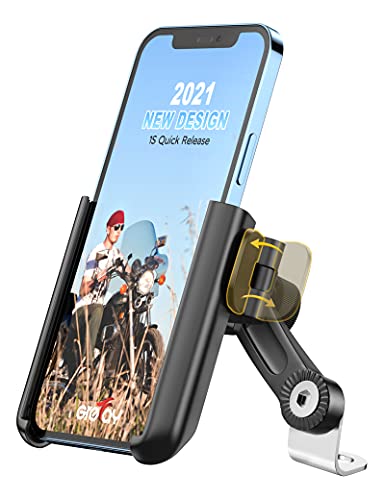 Grefay Supporto Telefono Moto Supporto Telefono Specchio Moto 1S Sgancio Rapido Anti Shake Supporto Cellulare Moto per 3.5-7.0 Pollici Smartphone per con Ruotabile a 360°