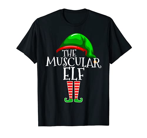 Gruppo degli elfi muscolari che abbinano i regali di Natale della f...