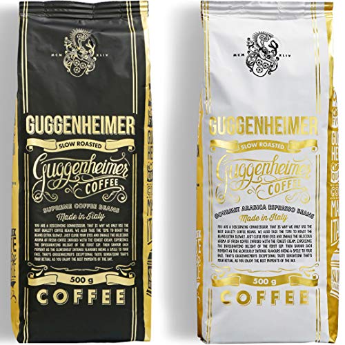 Guggenheimer Caffe in Grani 1kg - Set Degustazione - Supreme Coffee 500g+Caffe in Grani Arabica Gourmet 500g - Chicchi di Caffè Macchine Automatiche