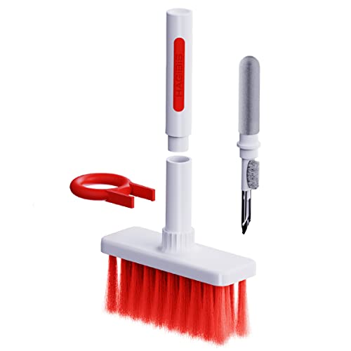 Hagibis Soft Keyboard Cleaner Brush 5 in 1 Kit di strumenti di pulizia multifunzione Estrattore di polvere e spazzola multifunzione per cuffie e Airpod per laptop PC (rosso)