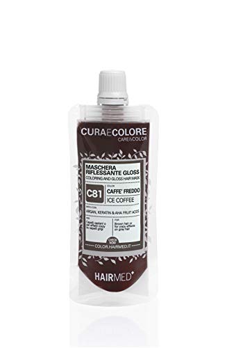 HAIRMED - Cura e Colore - Maschera Riflessante Capelli - Bagno di Colore Senza Ammoniaca - Gloss C81 - Caffè Freddo - 40 ml