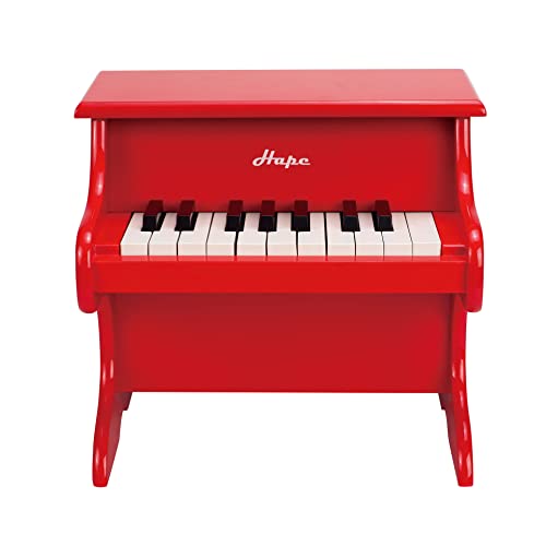 Hape Piano Divertente | Mini Strumento Musicale Giocattolo in Legno con 18 Tasti, Rosso