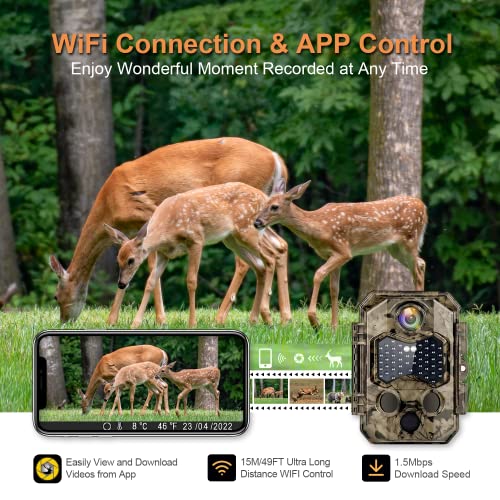 Hapimp Fototrappola WiFi 4K 32MP con App, 125°Ampia Visuale Fototr...