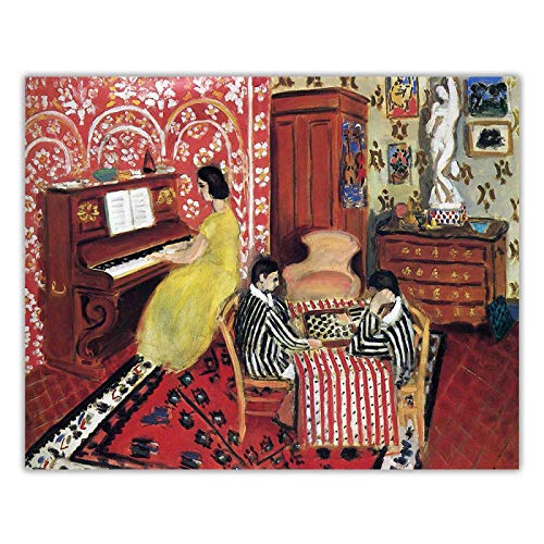 Henri Matisse《Giocatori di pianista e dama》Dipinto a olio su tela Opere d arte Poster Immagine Decorazioni per pareti Sfondo Decorazione per la casa 60x78cm（26.6x30.7in） senza cornice