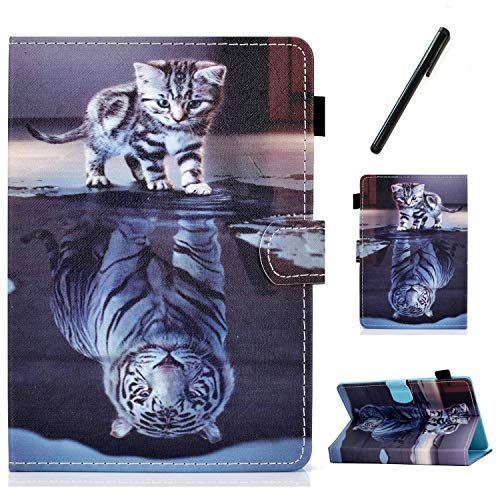 HereMore Custodia per Samsung Galaxy Tab A 9.7  SM-T550 SM-T555, in pelle di alta qualità, con scomparti per carte di credito, per tablet Samsung Galaxy Tab 9.7 , Cat & Tiger