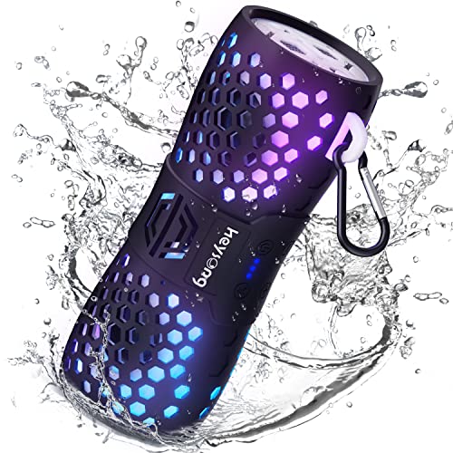 HEYSONG Bluetooth Speaker with Light, Portable Music Box Wireless Bluetooth Box with IPX7 Waterproof, Outdoor Friendly, Powerful Stereo Sound with Hands-Free Function for Home, Outdoors, Travel