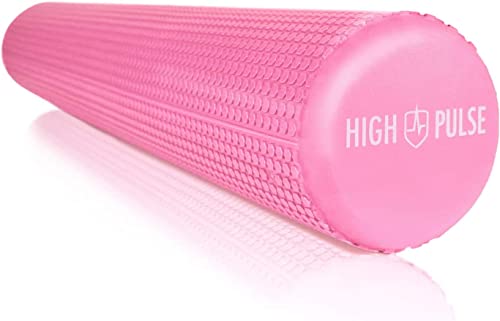 High Pulse Pilates Roller XXL (90x15cm incl. Poster + Fascia Elastica) - Cilindro in Schiuma Pilates Alta densità, Trigger Point, Fisioterapia, Yoga, Fitness (Rosa)