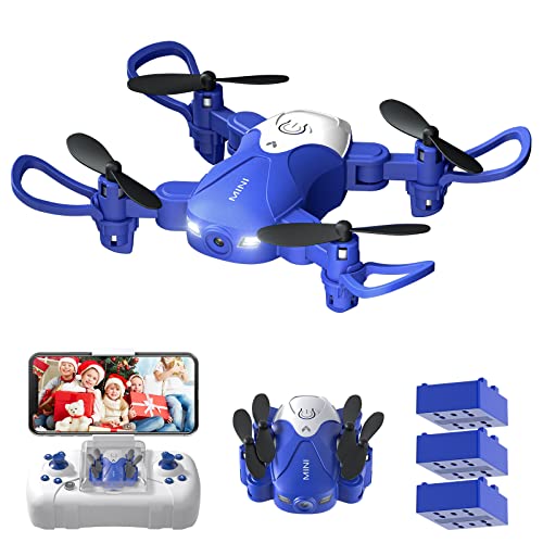 Hilldow Mini Drone per Bambini con Telecamera, Drone Giocattolo Economico per Bambini e Principianti con 3 Batterie, Quadricottero RC con Modalità Senza Testa, 3D Flip, Avvio  Atterraggio