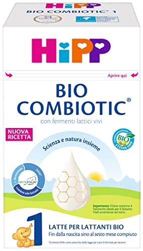 HiPP Latte 1 Bio Combiotic Per Lattanti, In Polvere, Nuova Ricetta, 4 Confezioni Da 600 G - 2400 g