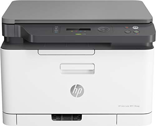 HP Color LaserJet MFP 178nw 4ZB96A, Stampante a Singola Funzione A4, Stampa Fronte e Retro Manuale a colori, 18 ppm, USB, Wi-Fi, Ethernet, Schermo LCD a icone con tastierino, Bianca